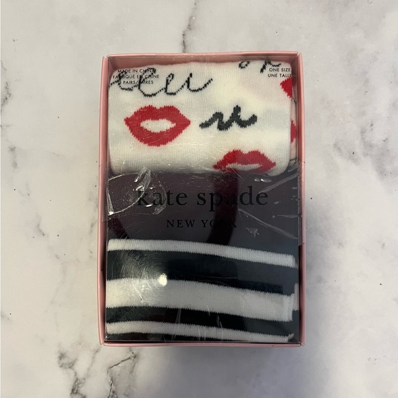 Kate Spade Woman Crew  Socks Gift Box 3  Pairs Shoes Size:4-10 Multi Color - Picture 1 of 3